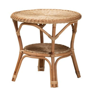 Baxton Studio Abbey moderne bohemische 3-delige set voor de woonkamer van natuurlijk bruin antiek rotan