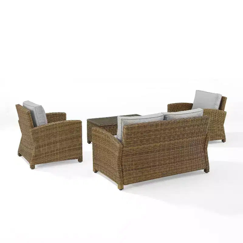 Set da esterno Bradenton in vimini, 4 pezzi - Crosley