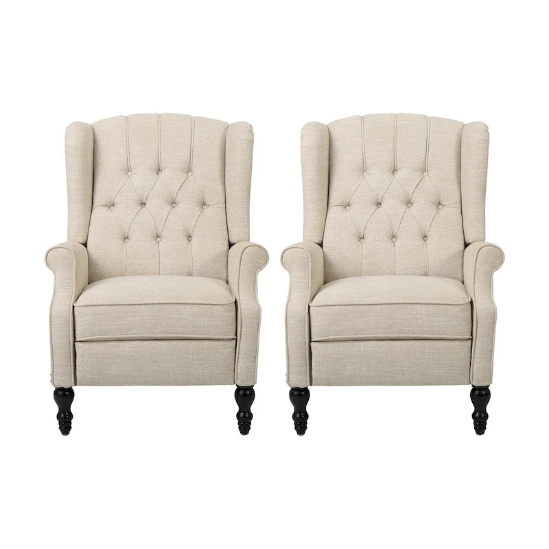 Fauteuils inclinables en tissu capitonné Walter (ensemble de 2) par Christopher Knight Home