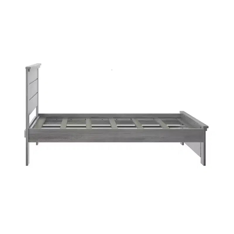 Plank+Beam landelijke bedframe in tweepersoonsformaat met hoofdbord, platformbed van massief hout