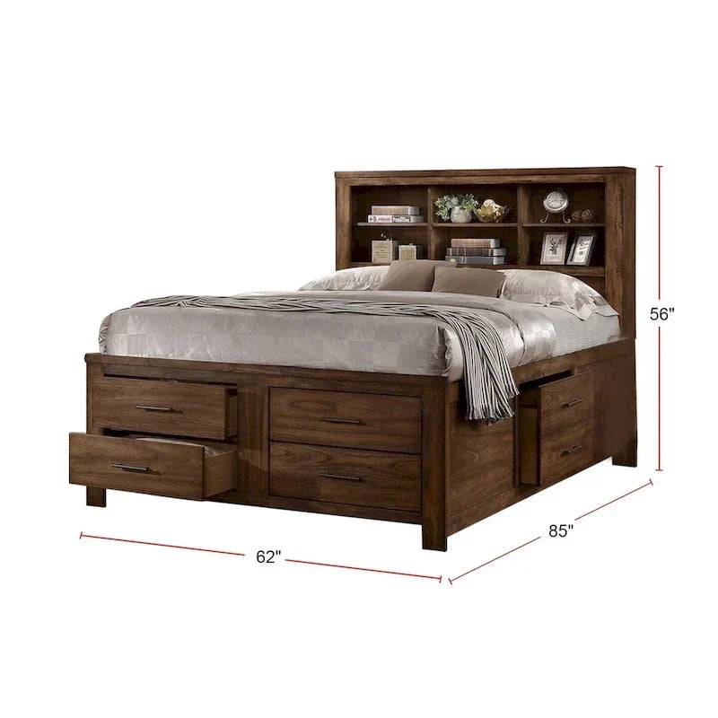 Letto in noce con 6 cassetti sottoletto