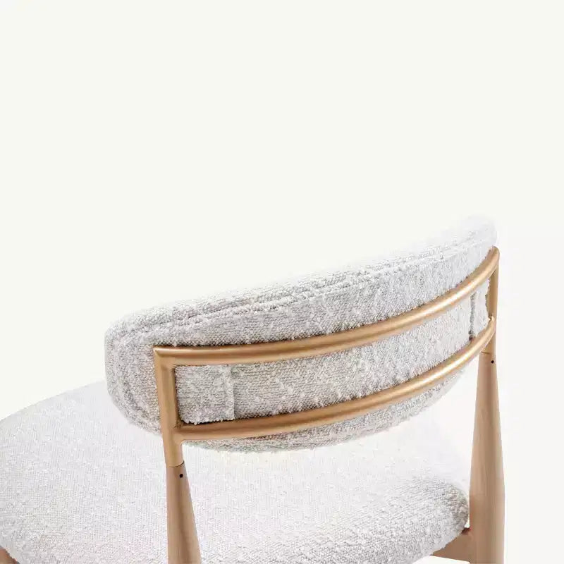 Bouclé-Barhocker ohne Armlehnen, 4er-Set, mit Metallbeinen in Holzoptik für Küche, Wohnzimmer, Restaurant und Café - Morden Fort
