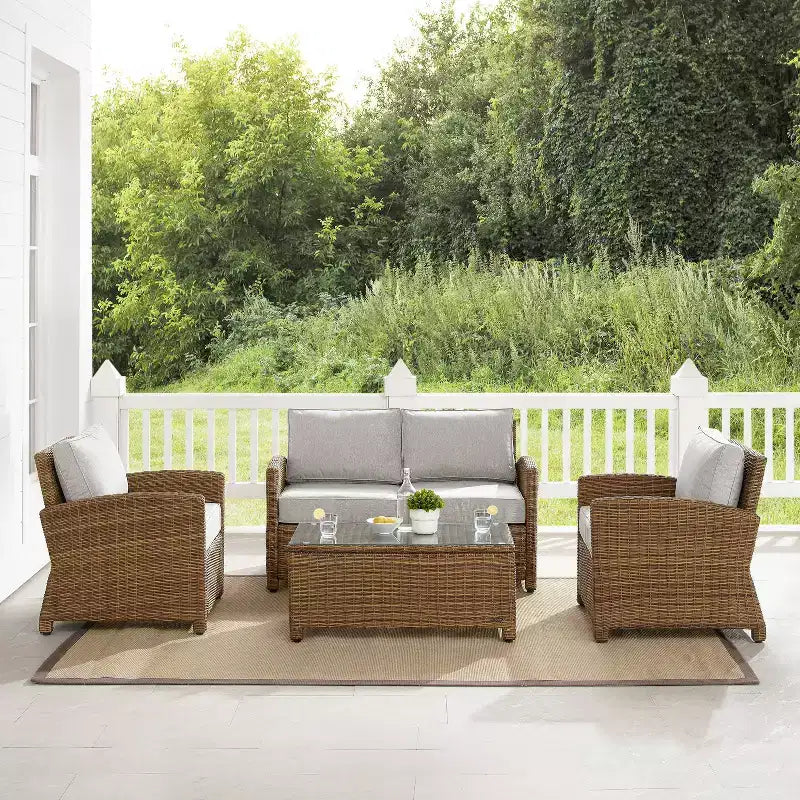Set da esterno Bradenton in vimini, 4 pezzi - Crosley