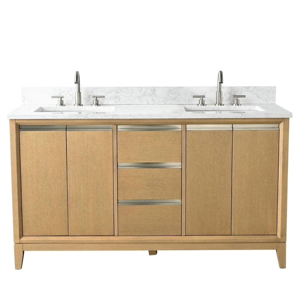 Meuble-lavabo de salle de bain Vanity Art avec lavabo en céramique et comptoir en marbre reconstitué