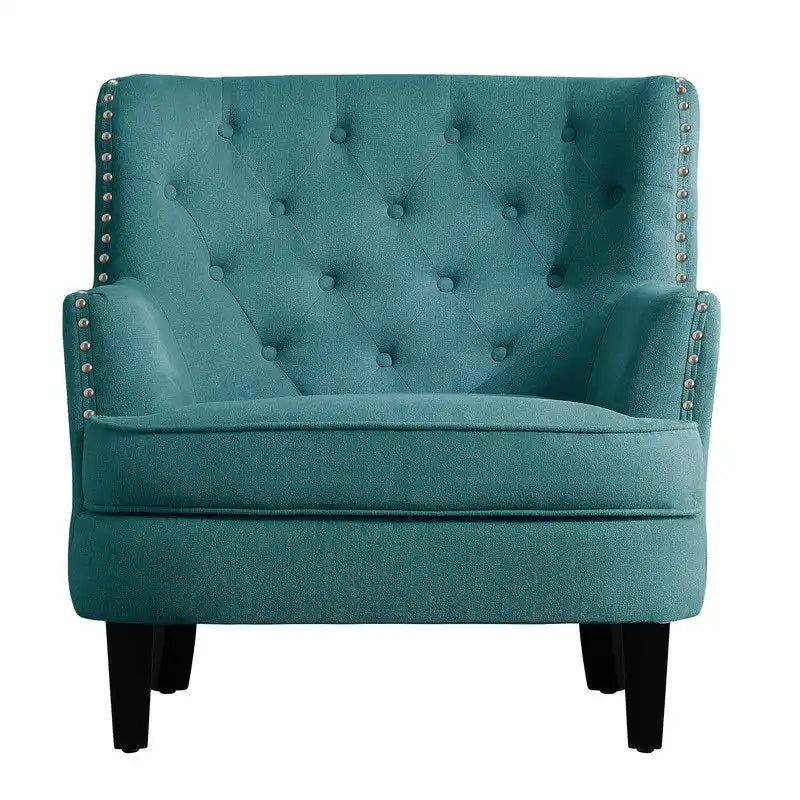 Moser Bay Mignon fluwelen/linnen fauteuil met knopen en hoge rugleuning, 30 breed