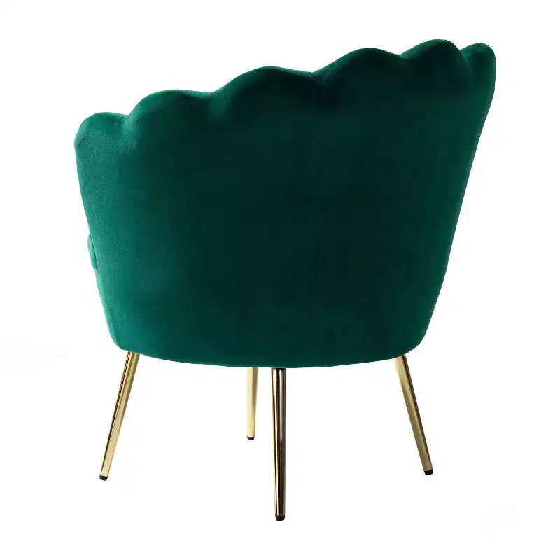 Fauteuil tonneau confortable avec pieds en métal doré, fauteuil d’appoint pour le salon