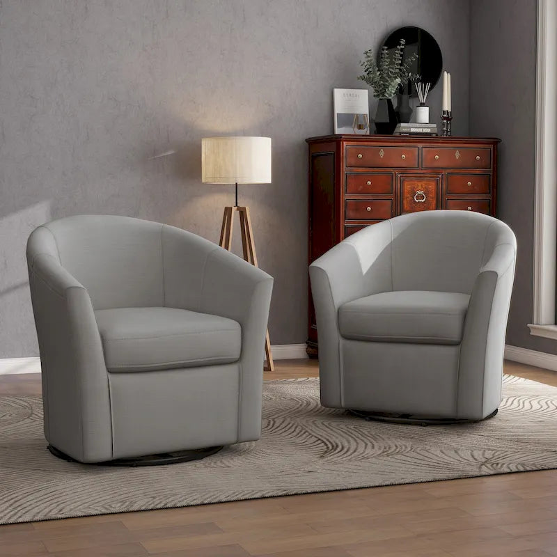 Set van 2 moderne gestoffeerde draaibare kuipstoelen voor de woonkamer