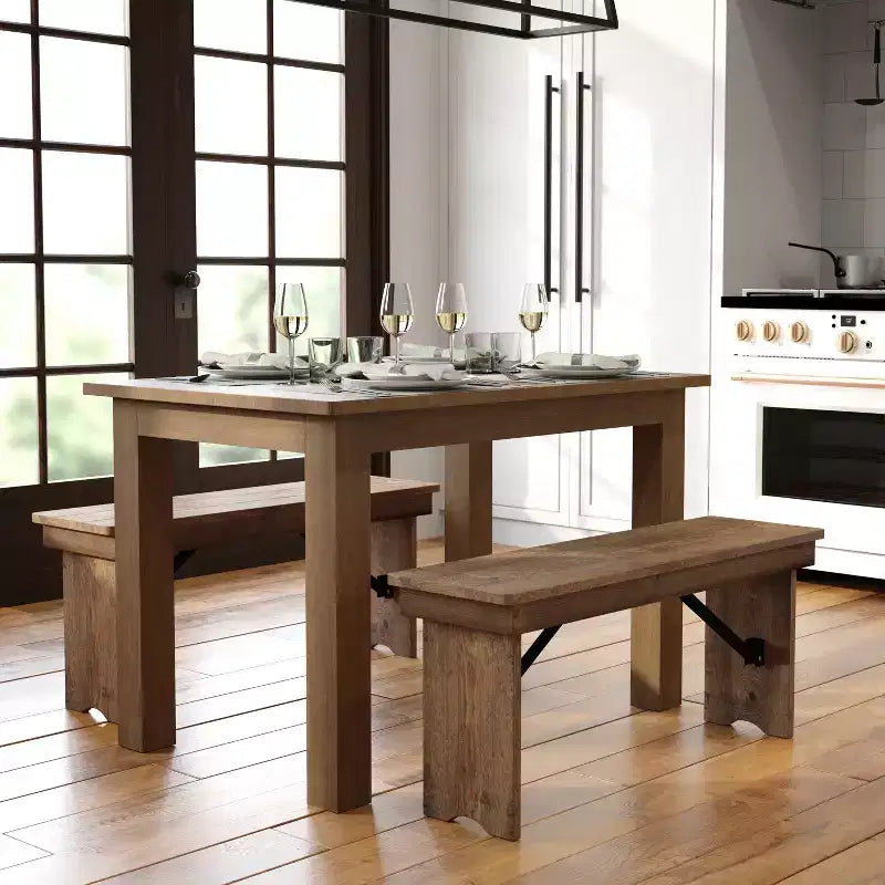 Tavolo da pranzo rettangolare in pino massello stile farmhouse Flash Furniture, 46 x 30