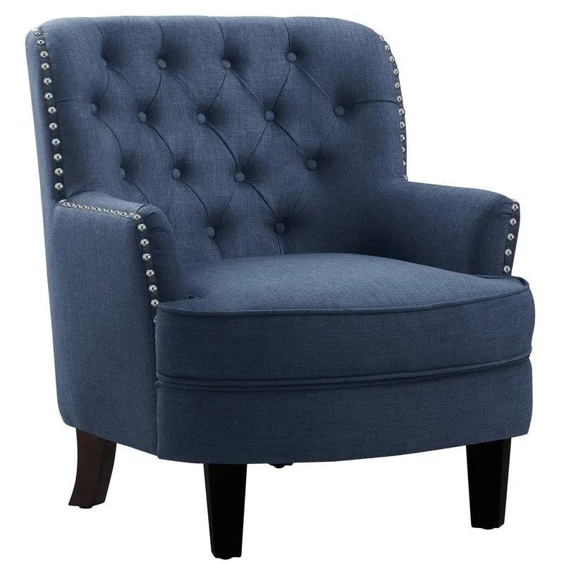 Moser Bay Mignon fluwelen/linnen fauteuil met knopen en hoge rugleuning, 30 breed