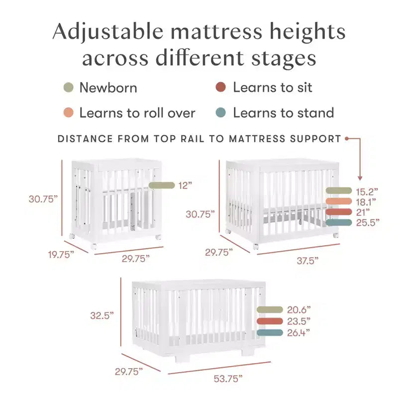 Lit bébé convertible Babyletto Yuzu 8-en-1 avec kits de conversion pour toutes les étapes