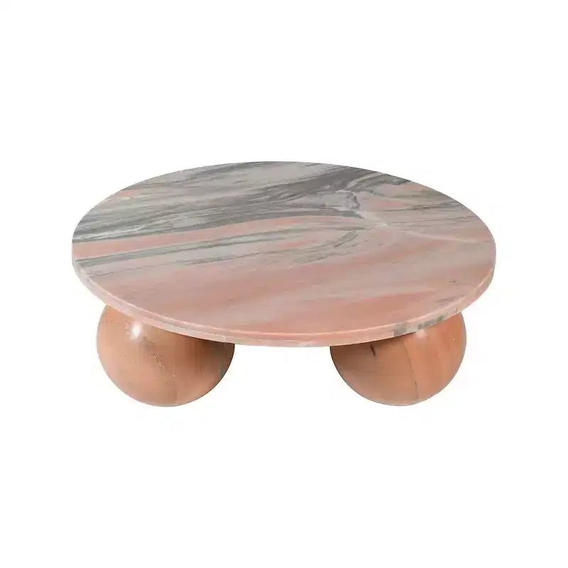Table basse ronde en marbre avec pieds sphériques, multicolore, pour 4 personnes??