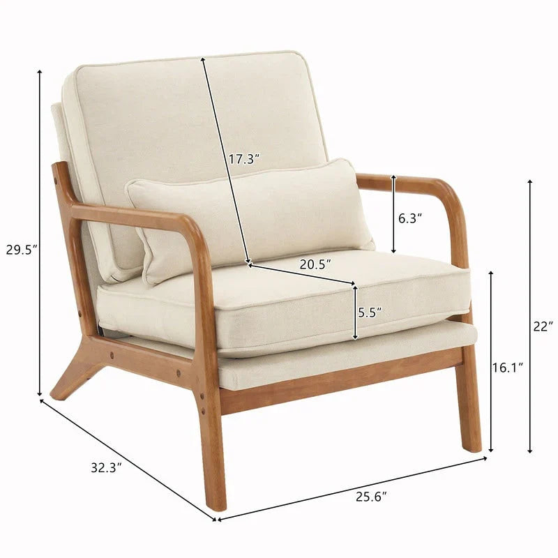 Gestoffeerde accentstoel in midcenturymoderne stijl