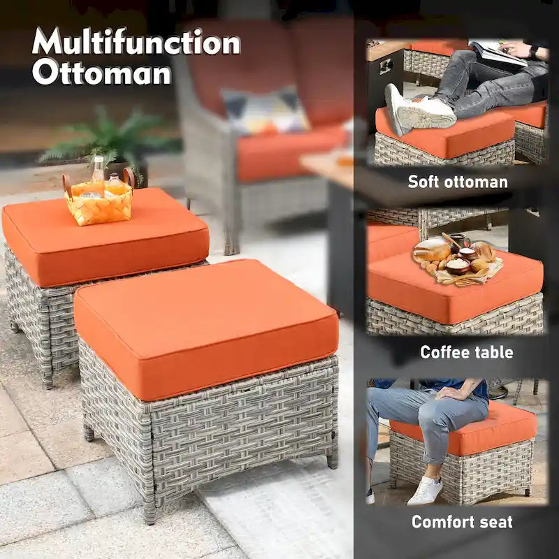 Ensemble de mobilier de jardin extérieur XIZZI de 9 pièces avec fauteuil pivotant