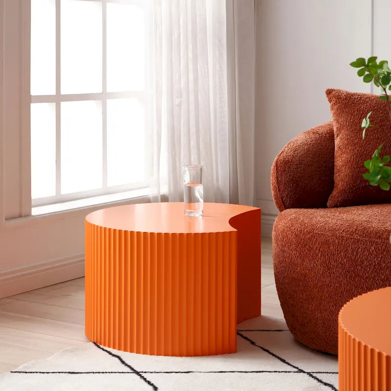 Set di tavolini rotondi da salotto impilabili, stile glam moderno (set da 2), non assemblato