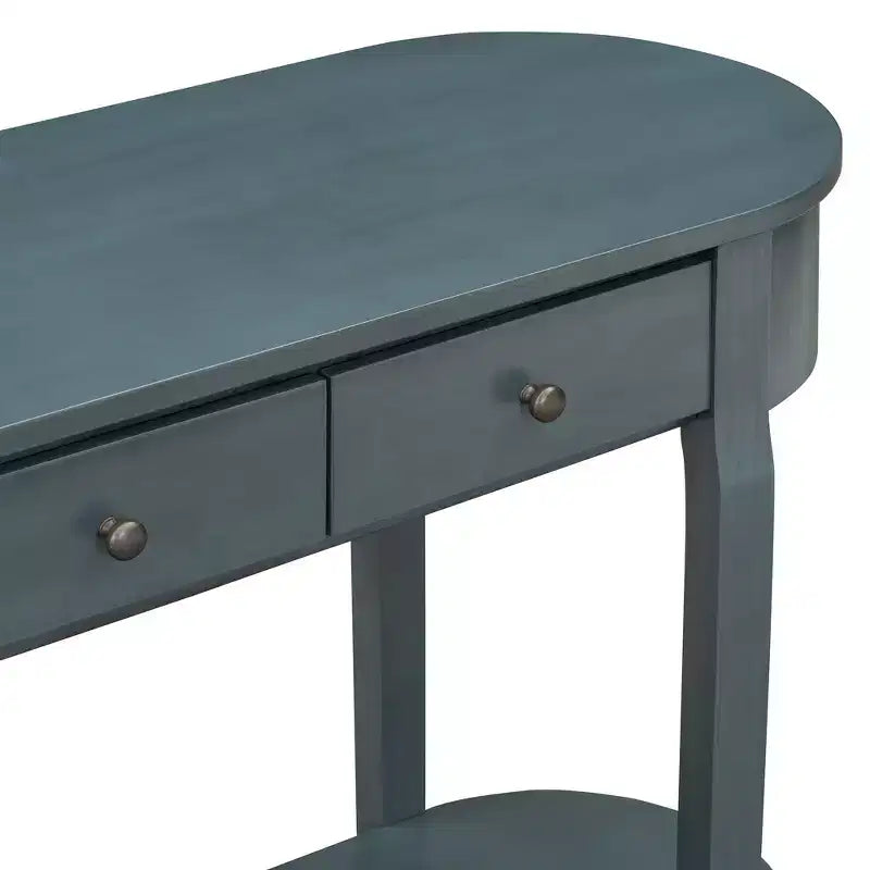Tavolo consolle rustico Whisen, tavolo da ingresso e tavolino laterale con frontale del cassetto scanalato