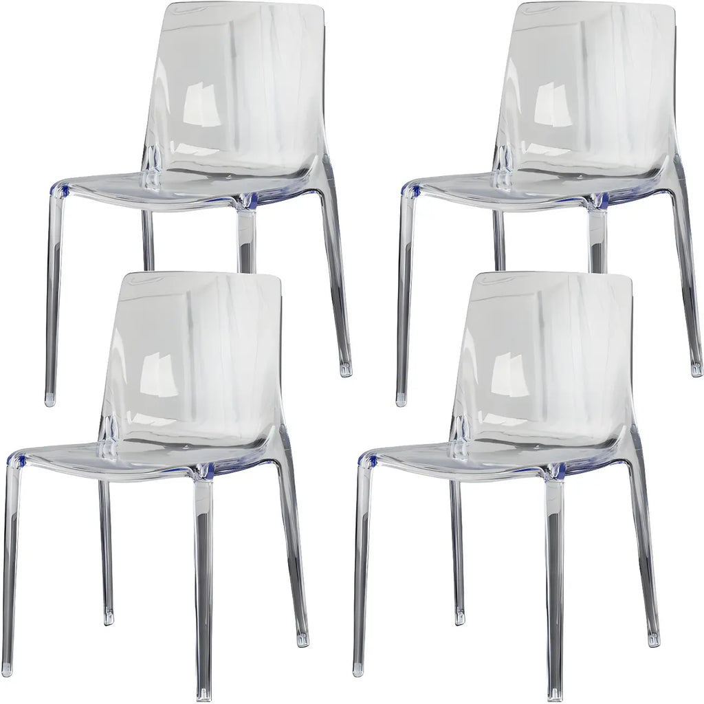 Chaise de salle à manger ambre en acrylique, sans accoudoirs et à dossier bas
