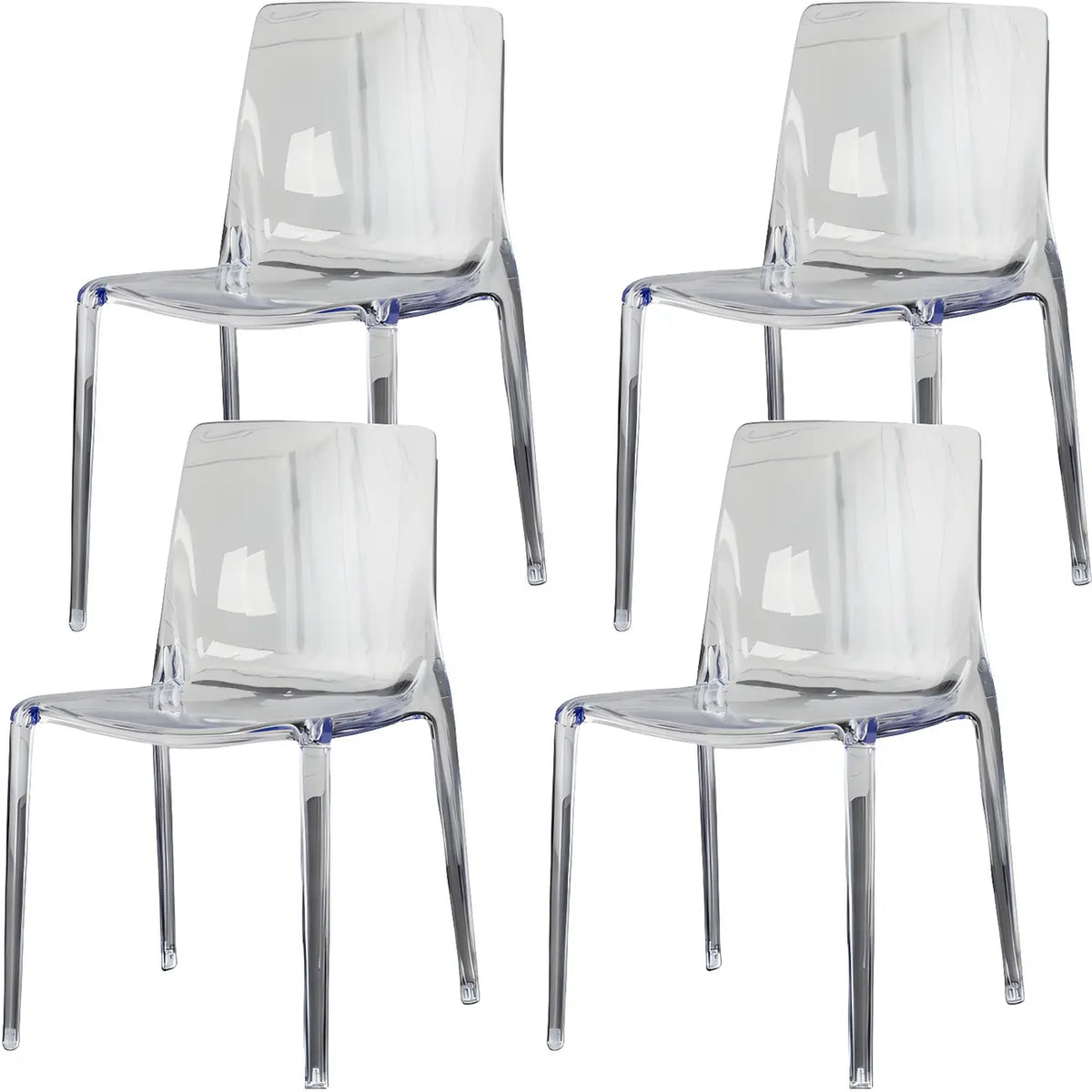 Chaise de salle à manger ambre en acrylique, sans accoudoirs et à dossier bas
