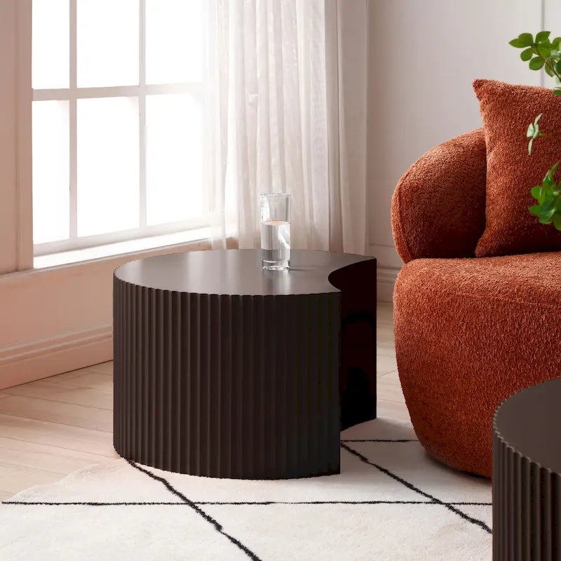 Set di tavolini rotondi da salotto impilabili, stile glam moderno (set da 2), non assemblato