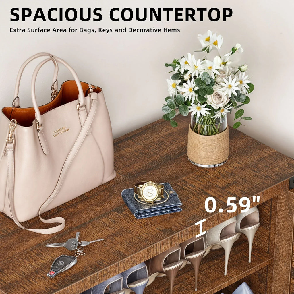 Meuble à chaussures Moasis à 5 niveaux, pour 20 paires, avec doubles portes, pour entrée