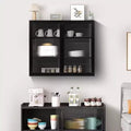 Okak moderner Hängeschrank mit 2 Türen, 3 Ebenen und Glastüren für Eingangsbereich/Esszimmer/Wohnzimmer/Küche