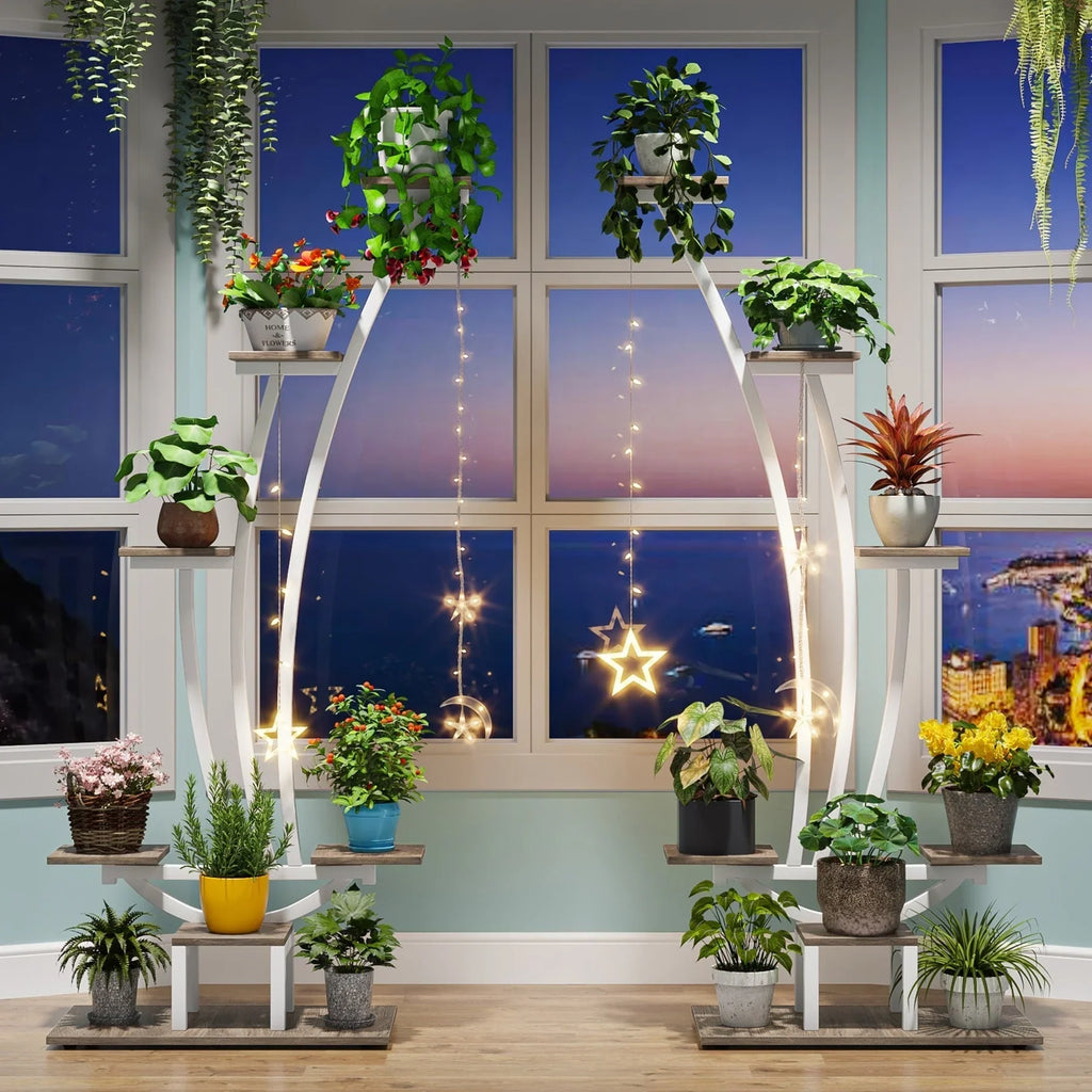 Support pour plantes d’intérieur, présentoir à fleurs à 6 niveaux pour la maison et le jardin - lot de 2