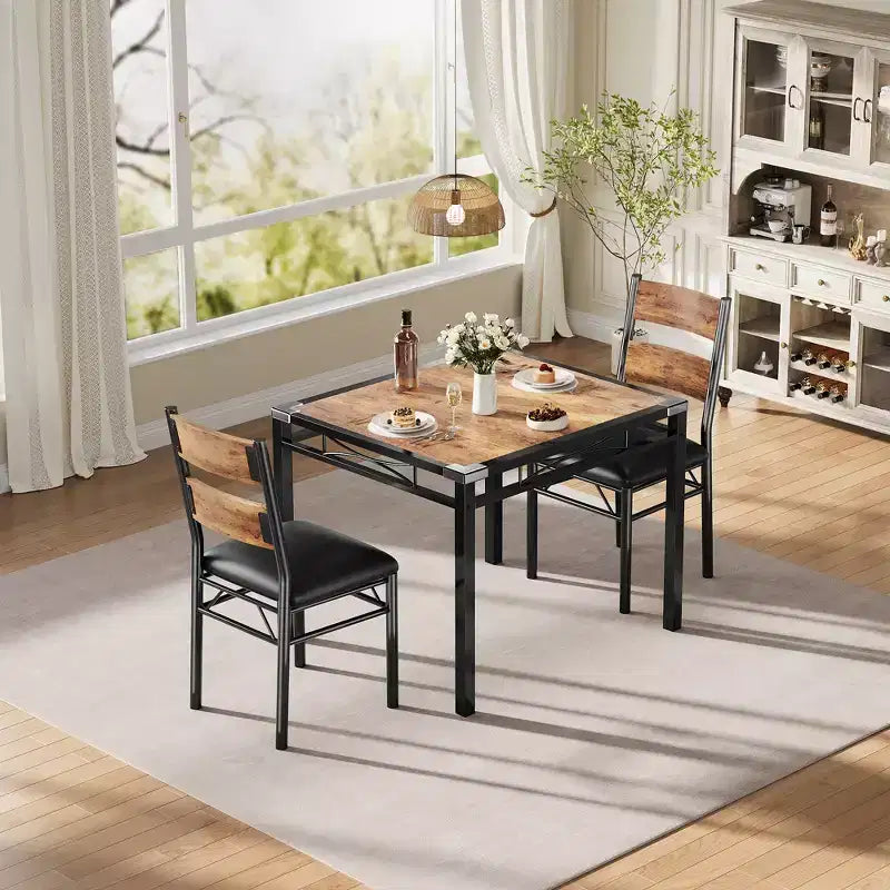 Ensemble de table à manger pour 4 personnes, avec 4 chaises rembourrées, ensemble de 5 pièces en bois pour la cuisine ou la salle à manger avec protège-coins, pour cuisine, appartement et petit espace
