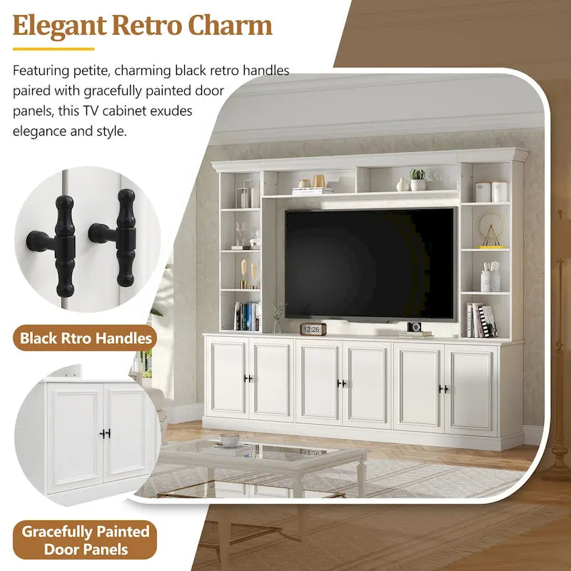 4-teiliges Entertainment-Center-Wandset mit Brücke für Fernseher bis zu 70 , TV-Ständer W/verstellbare Regale, große Medienkonsole