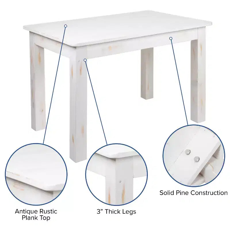 Tavolo da pranzo rettangolare in pino massello stile farmhouse Flash Furniture, 46 x 30