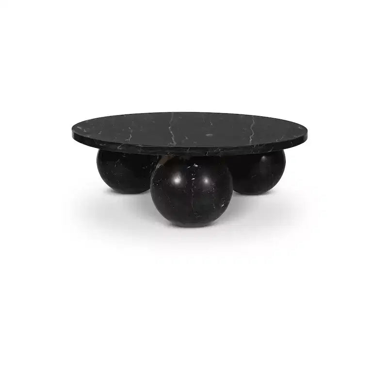 Table basse ronde en marbre avec pieds sphériques, multicolore, pour 4 personnes??