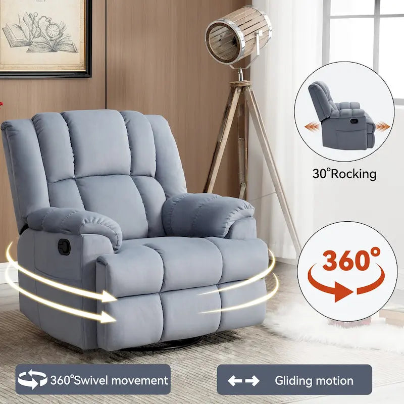 Groene extra grote handmatige relaxfauteuil met draaifunctie, schommelfunctie en stoffen bekleding