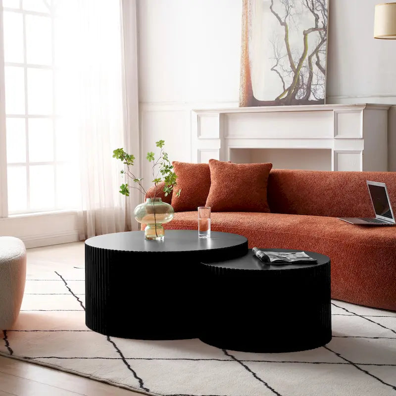 Set di tavolini rotondi da salotto impilabili, stile glam moderno (set da 2), non assemblato