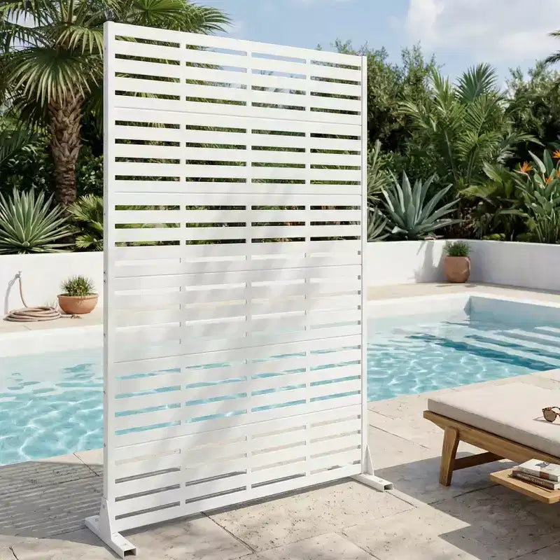 MAYEERTY, paravent d’extérieur blanc naturel pour préserver l’intimité, 72x47, lot de 6 panneaux pliants naturels pour cour et jardin