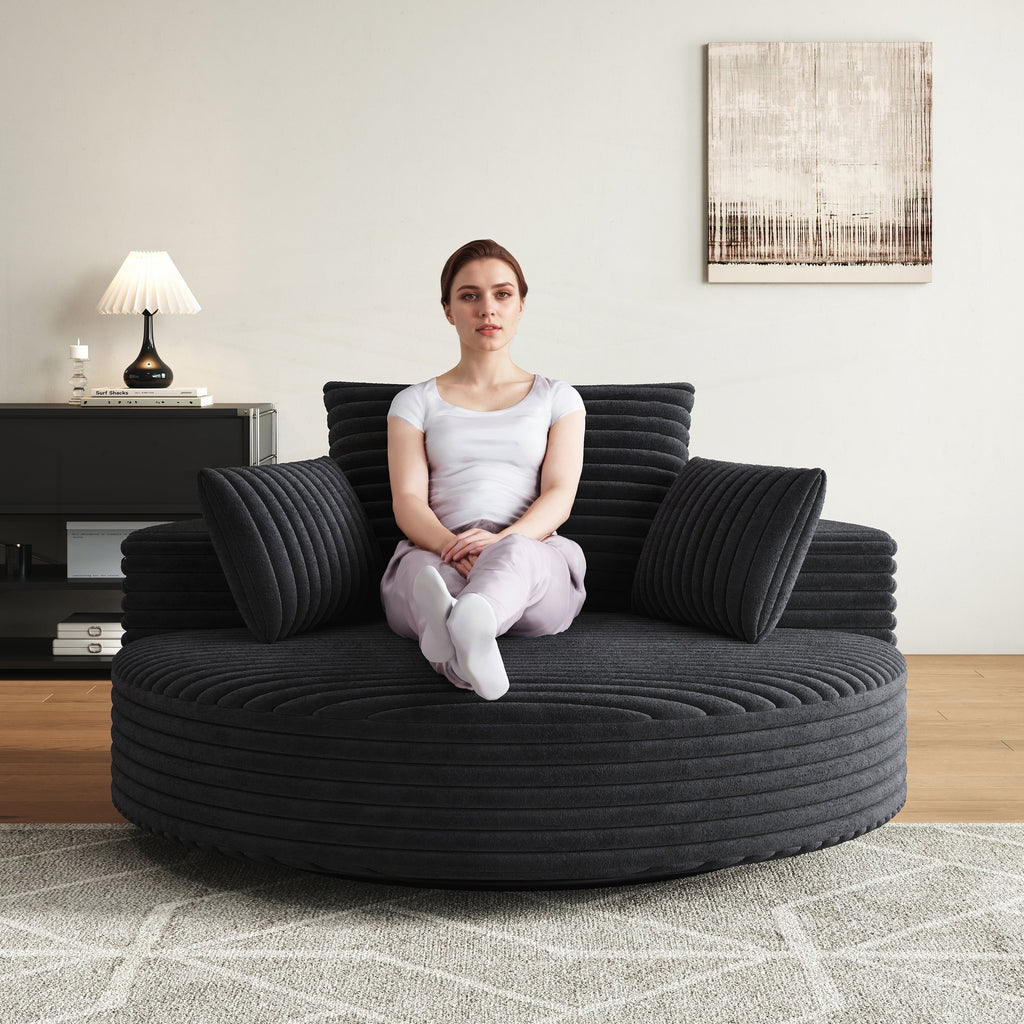 Einzelsessel mit Cord-Chenille-Bezug und Schaumstoffpolsterung, drehbar