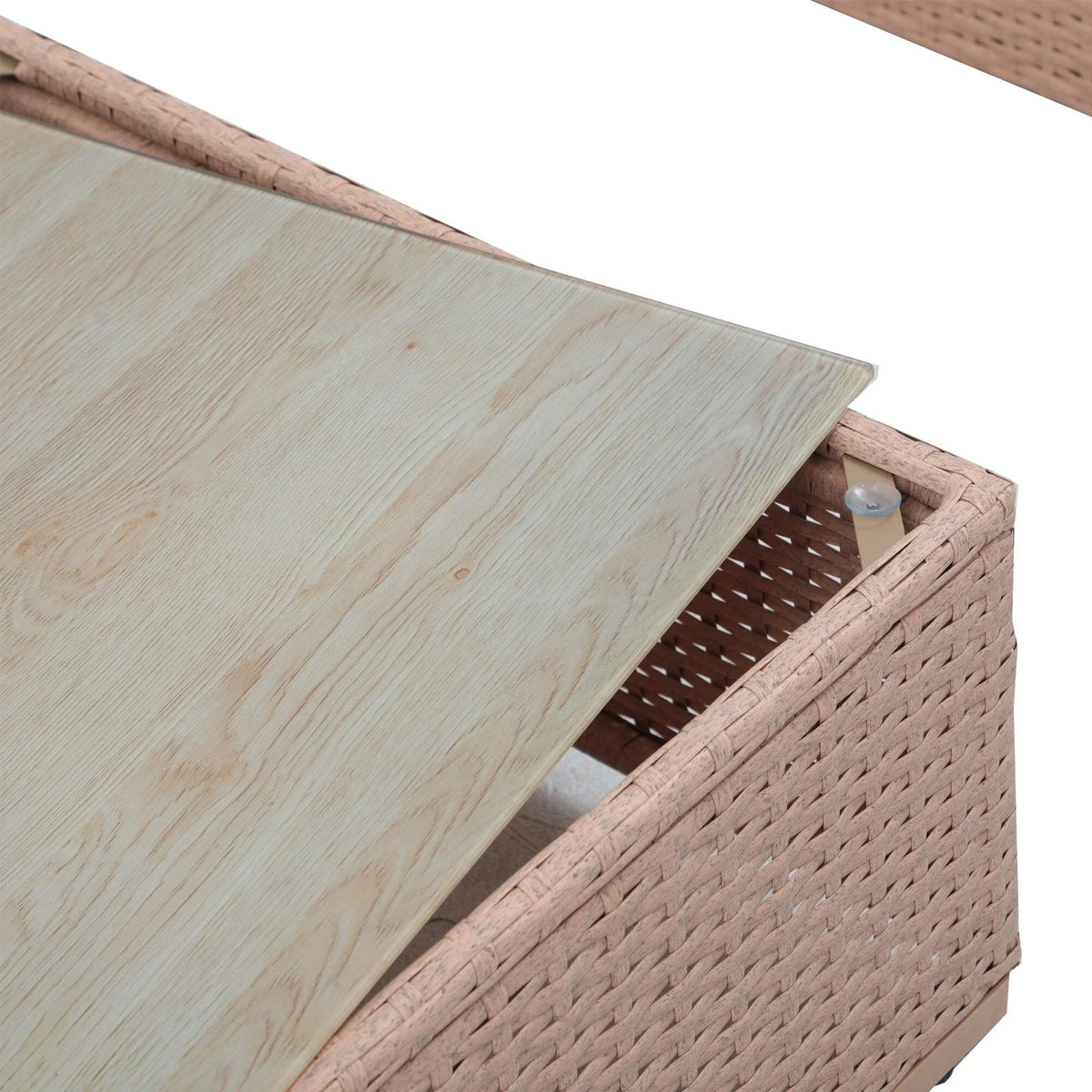 7-teiliges Outdoor-Ecksofaset aus Rattan und Stahl mit Kissen