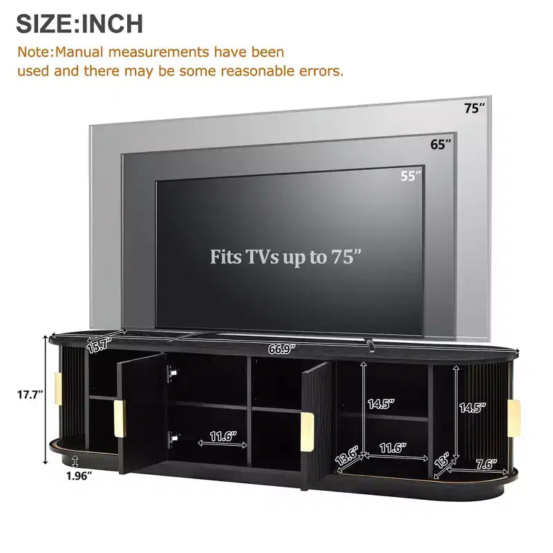 GDFStudio Roy TV-Schrank im Landhausstil aus Holz mit Schiebetür und verstellbarem Stauraum