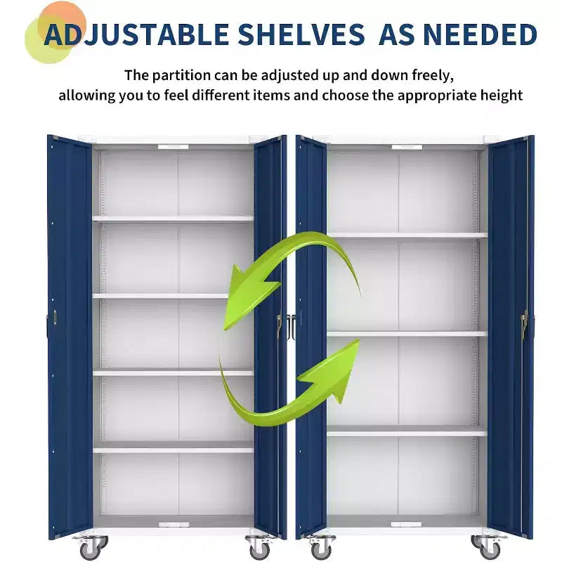 Stahlschrank, 71 Inch, mit abschließbaren Türen und 4 verstellbaren Einlegeböden, robuster Metallschrank für Carport/Büro/Vorratsraum, rostbeständige Ausführung