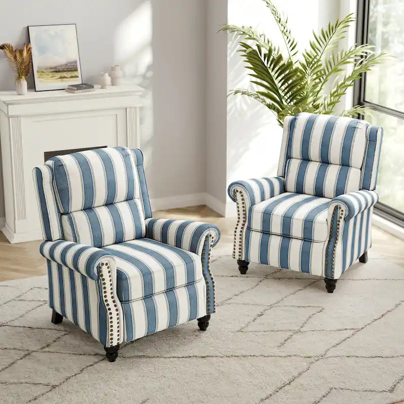 Set di 2 poltrone reclinabili con seduta imbottita e borchie decorative