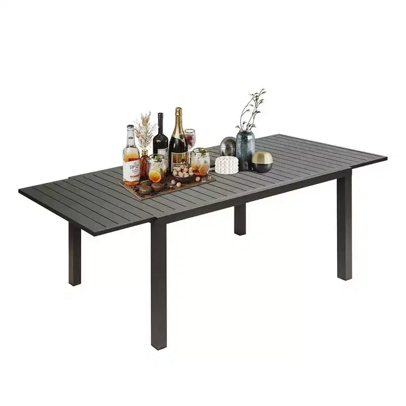 Table à manger Okak en aluminium pour patio, extensible, pour salle à manger et cuisine