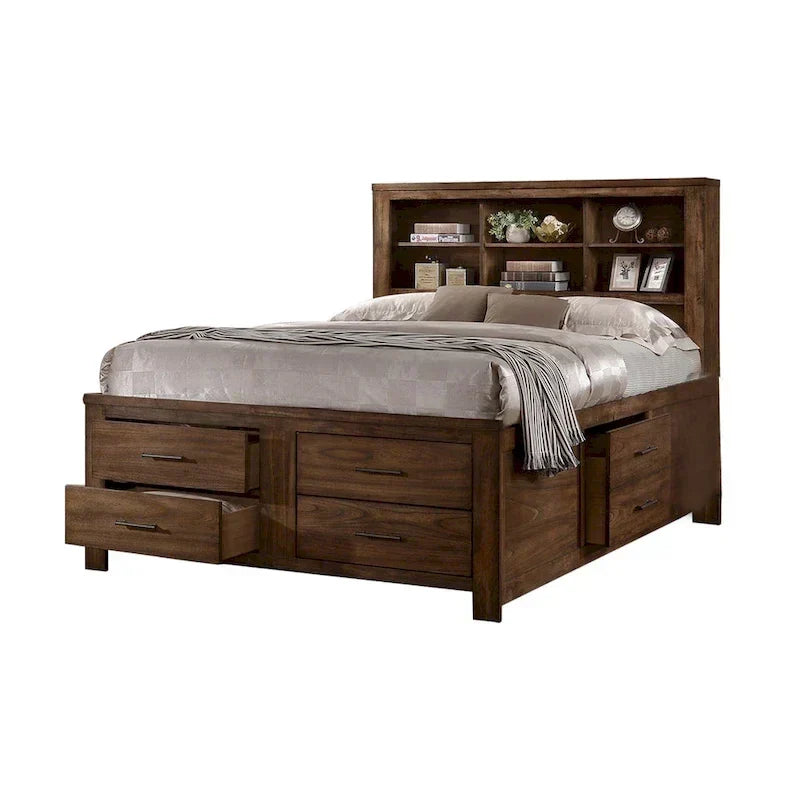 Letto in noce con 6 cassetti sottoletto