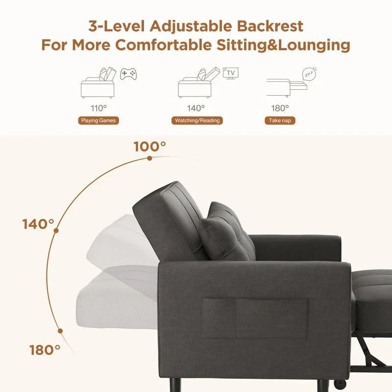 Divano letto trasformabile 3 in 1 con schienale regolabile, poltrona-divano estraibile, letto pieghevole convertibile per soggiorno