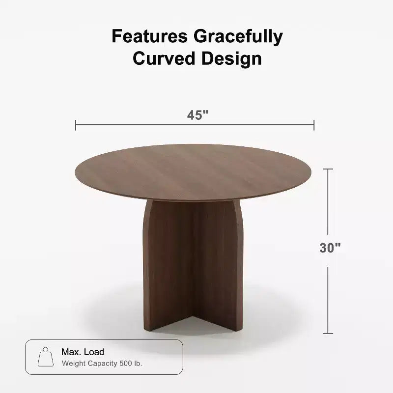 PexFix runder Esstisch aus Massivholz, 45 x45, mit Walnuss-Finish und eleganten, geschwungenen Beinen für moderne Esszimmer und Küchen
