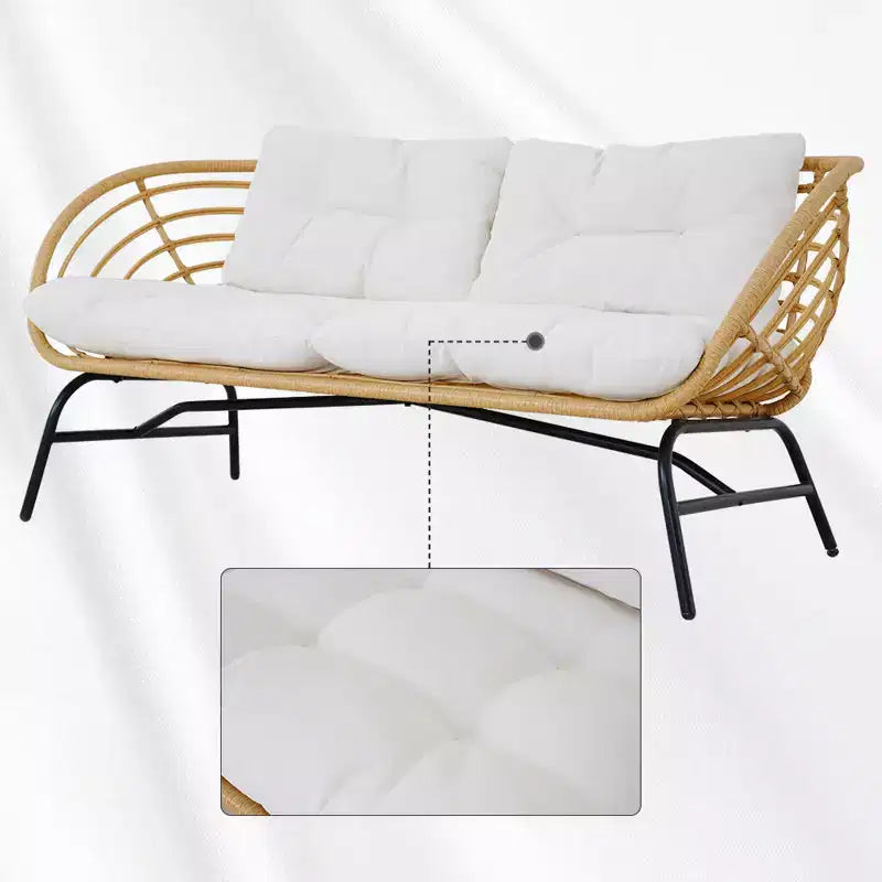 Ensemble de patio d’extérieur en osier GRANDPATIO de 5 pièces avec causeuse