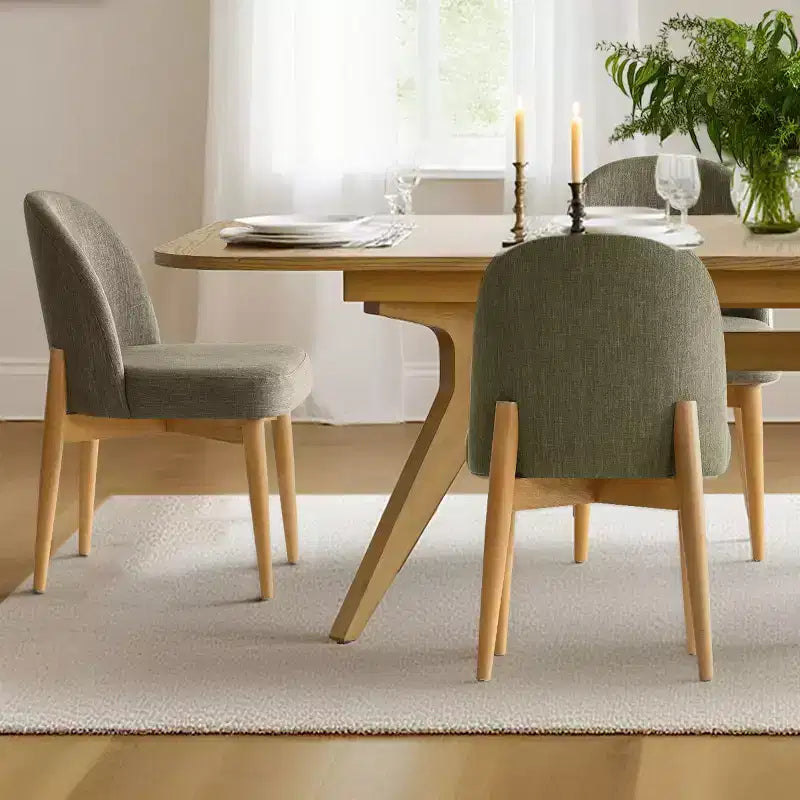 Ensemble de salle à manger de 7 pièces, table à tréteaux extensible de 78-96 avec chaises rembourrées à pieds en bois massif-Panipeachy