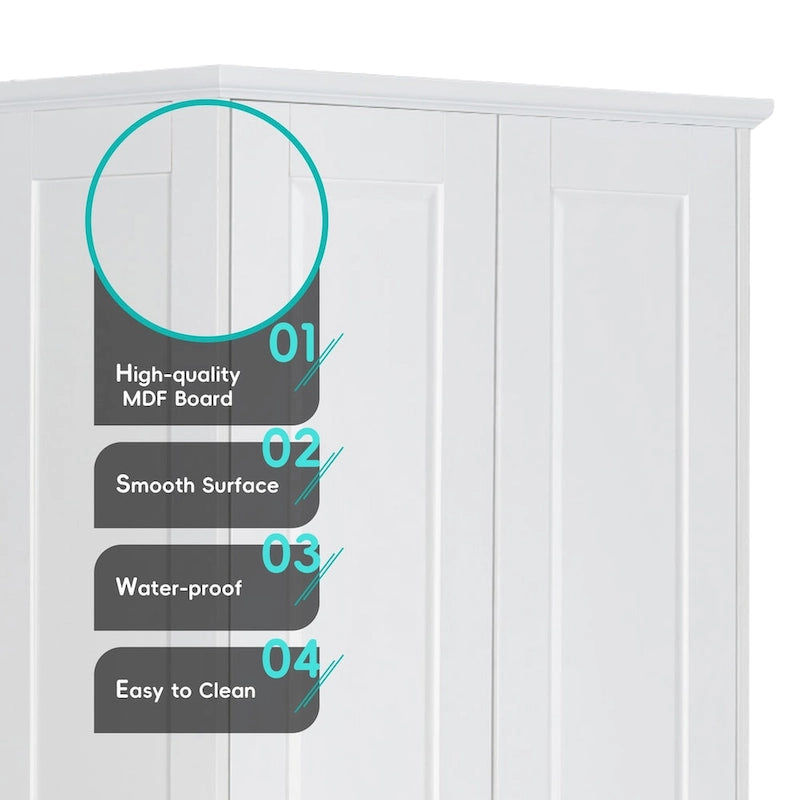 Mobiletto da bagno con due ante, ripiano regolabile, pannello in MDF