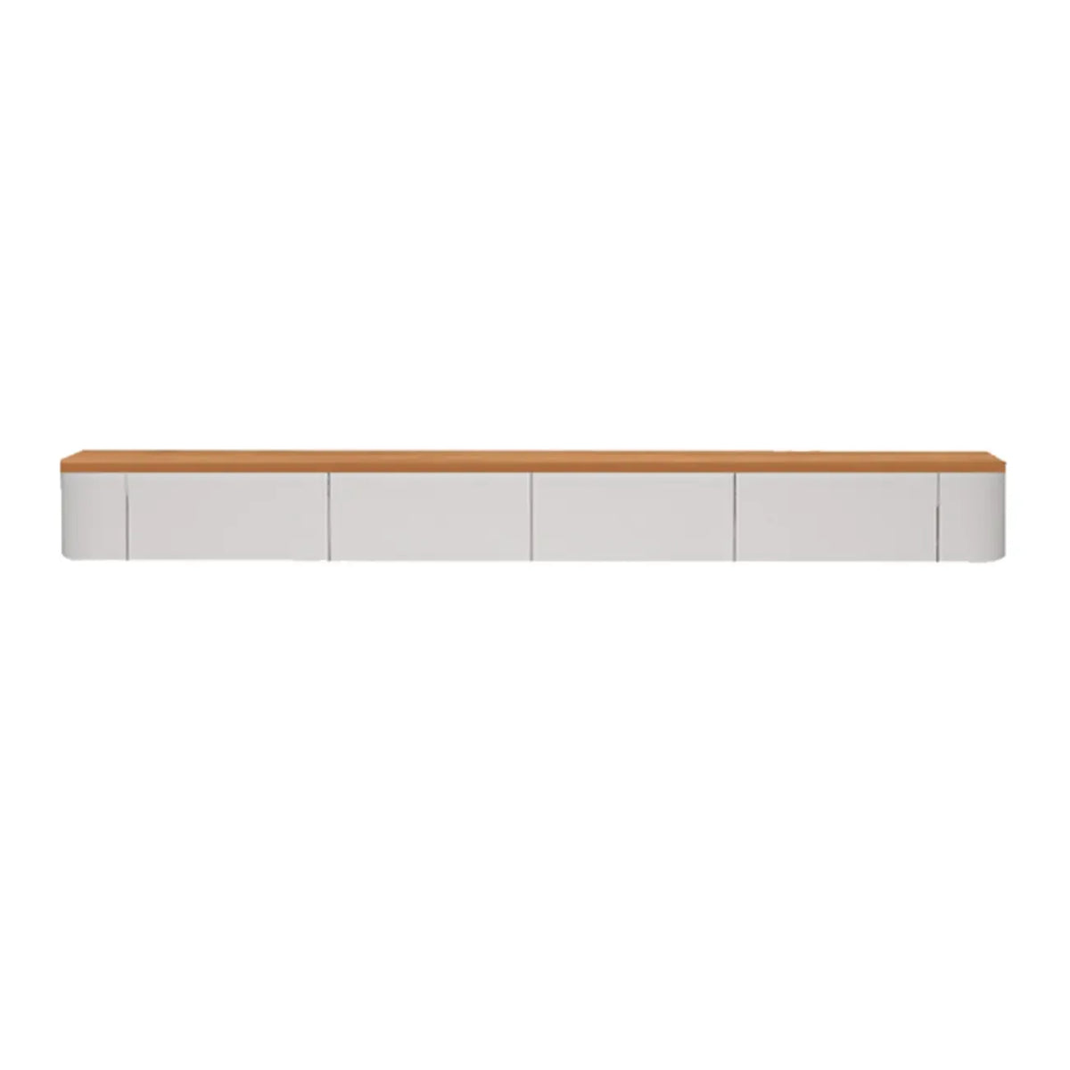 Meuble TV suspendu contemporain, long, en bois blanc, avec tiroirs