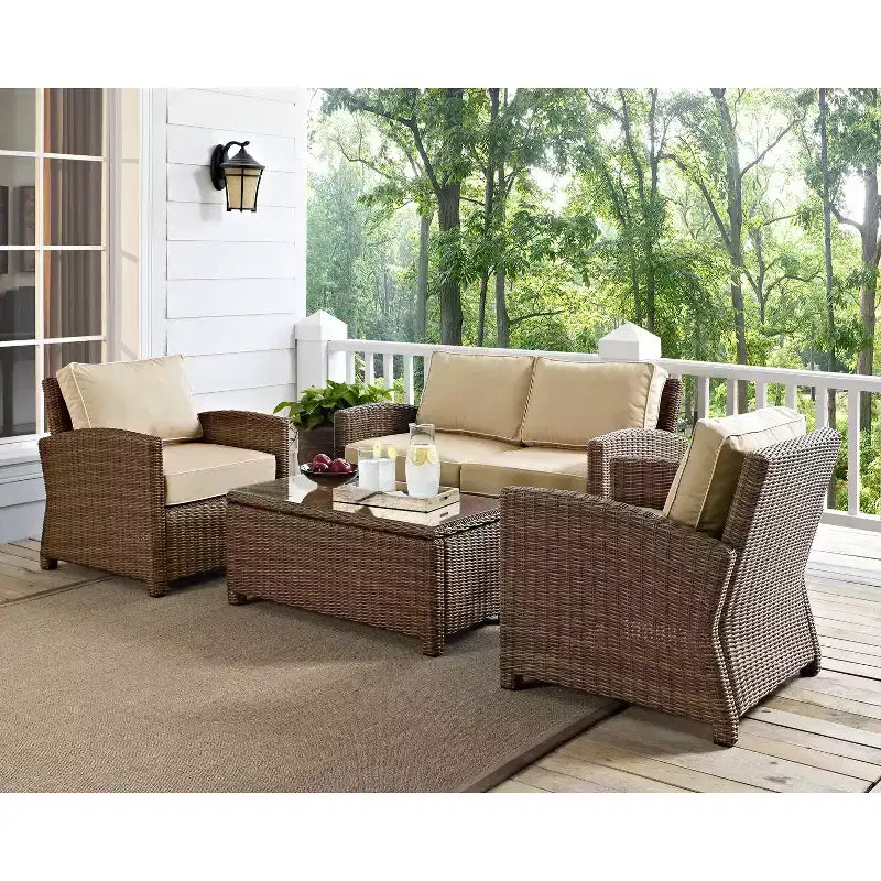 Set da esterno Bradenton in vimini, 4 pezzi - Crosley