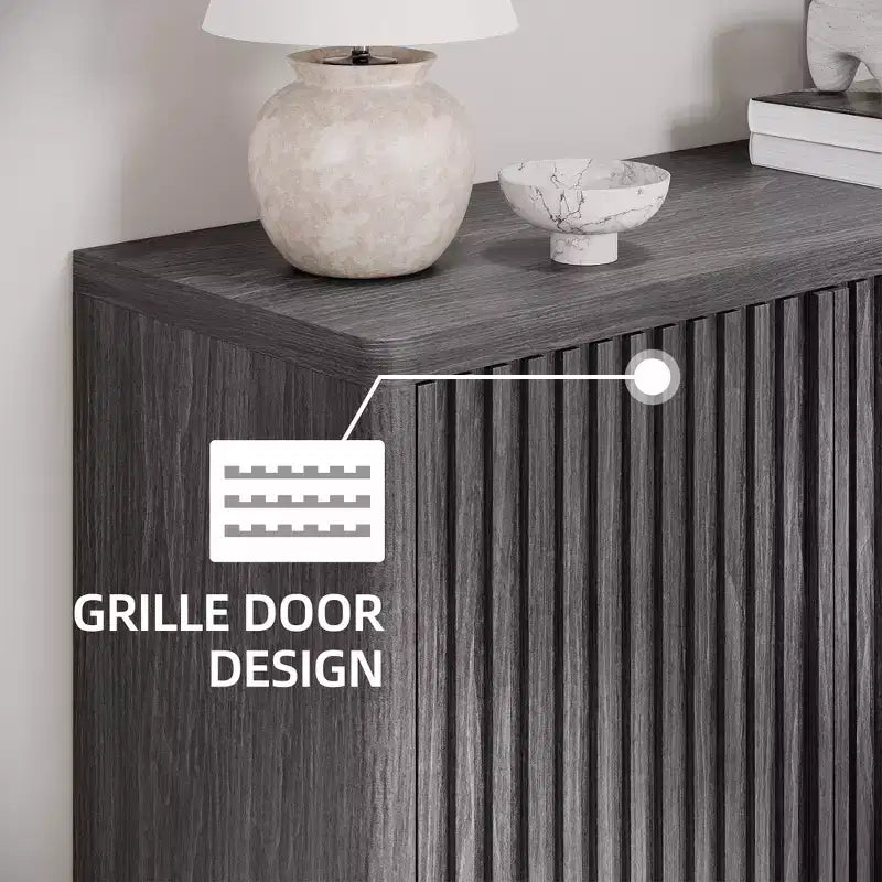Acekool 46, meuble à chaussures avec porte cannelée, meuble de rangement à 5 niveaux, banc rustique pour entrée et couloir, 41.5H