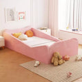 Lit pour tout-petit JOYMOR, lit au sol avec barrière de sécurité, lit Montessori pour tout-petit avec formes d'oreilles d'animaux, rose