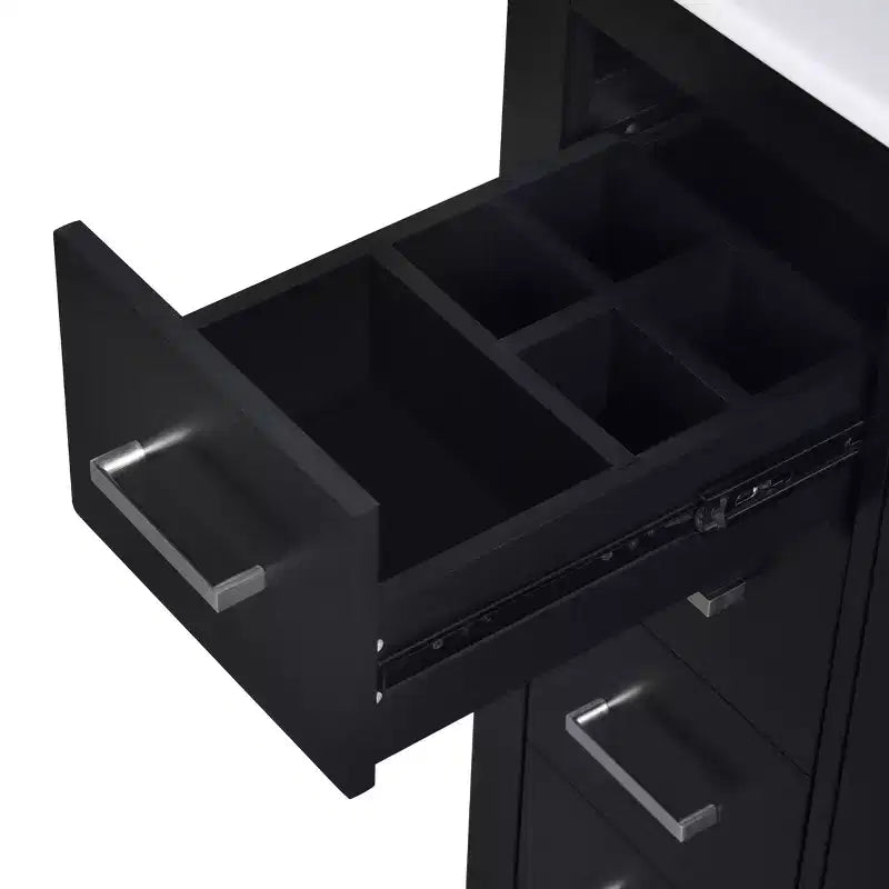 Badkamermeubel van 30 inch met enkele wastafel, kast en 3 laden - zwart / blauw / groen / indigo / wit
