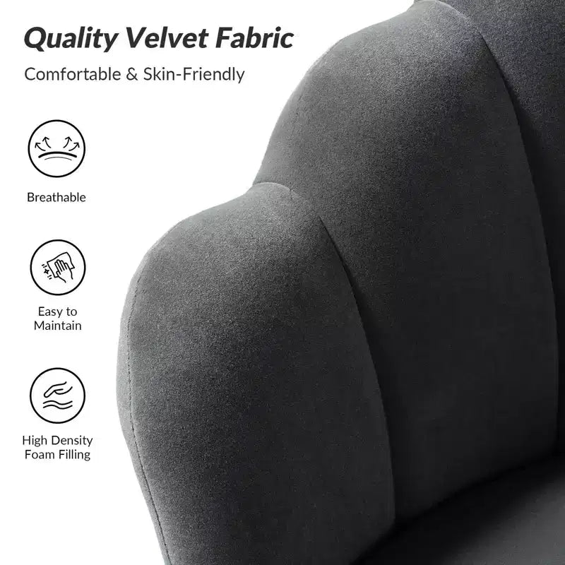 Fauteuil tonneau confortable avec pieds en métal doré, fauteuil d’appoint pour le salon
